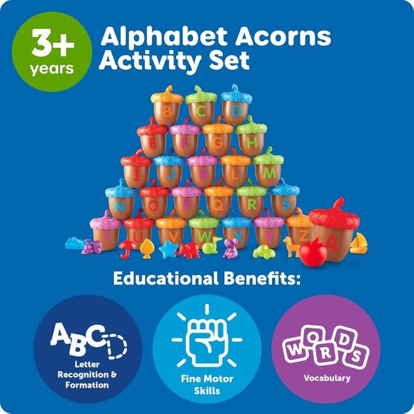 Alphabet Acorns Activity Set, Develops Letter Recognition, Educational Toys - Picture 2 of 7